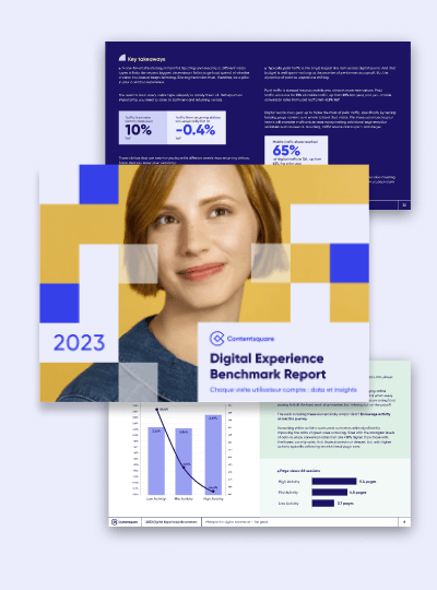 Couverture livre blanc Digital Experience Benchmark 2023 - Les KPIs à suivre pour votre croissance
